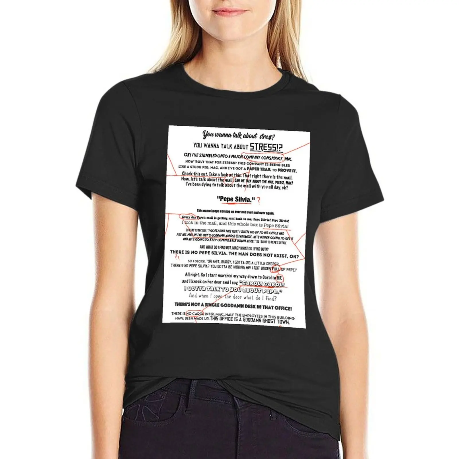 Pepe Silvia Charlie's Rant Monologue Conspiracy T-Shirt heavyweights funnys Short sleeve tee tshirts for Women