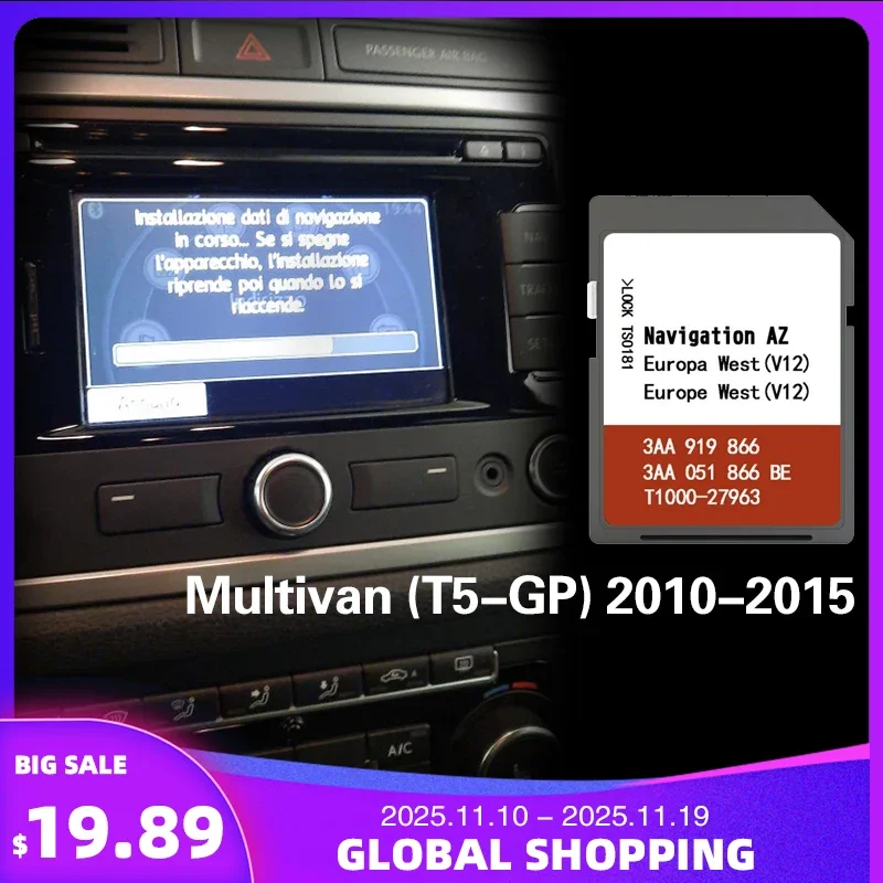 

for VW Multivan (T5-GP) 2010-2015 RNS315 Western Map SD Memoey Card
