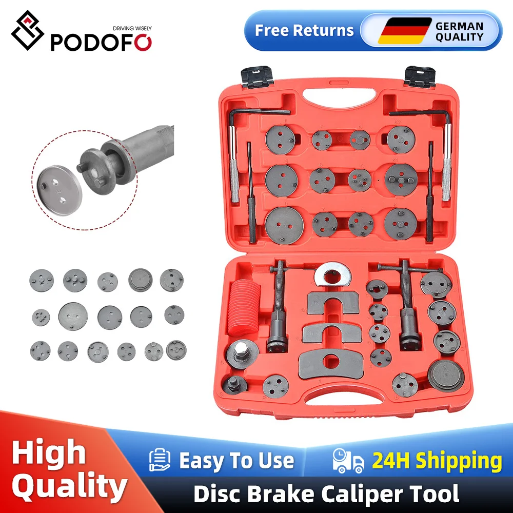 Image of Podofo 35 pezzi pinza freno a disco per auto 1 set kit di strumenti compressore pistone freno posteriore riavvolgitore adatto alla maggior parte dei veicoli ﻿ cod004
