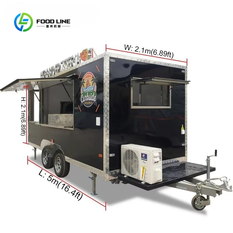 스테인리스 스틸 푸드 트레일러 이동식 패스트 피자 푸드 트럭 완비된 주방 미국 판매용