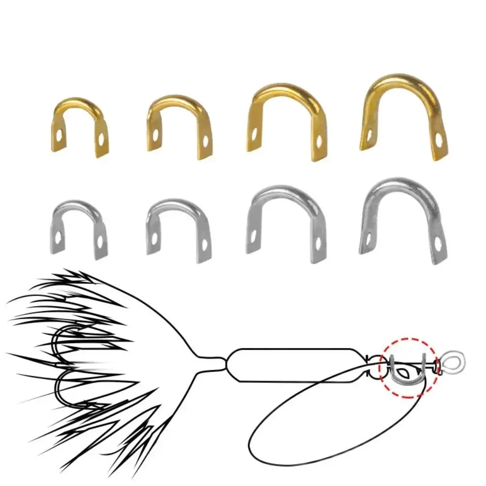 High Quality 4 Size Easy-Spin Clevises Easy Spin Brass U-Shaped Fishing Lures Accessories Durable Sliver/Gold Fishing Spinner