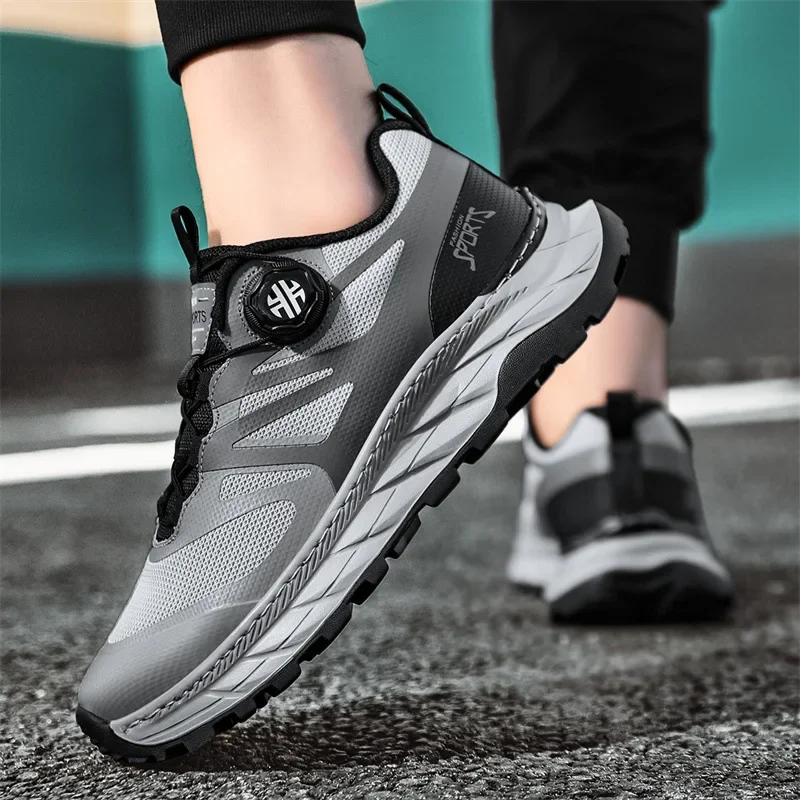 New Sports Shoes for Men 2023 Autumn New Sports Shoes Breathable Rotating Automatic Buckle Running Shoes Casual Mesh Shoes