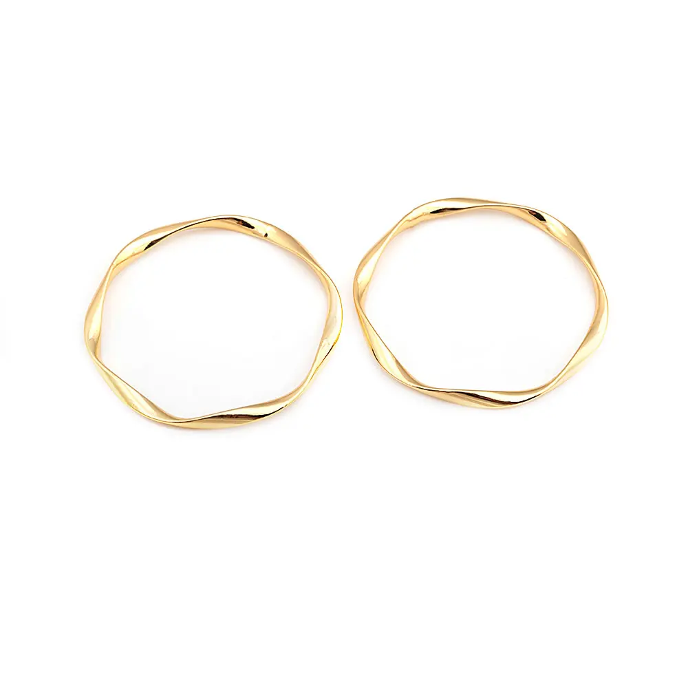 16MM 20MM 25MM 45MM 18K Gold Color Brass Twist Circle Connect Charms Pendants High Quality Jewelry Making Supplies Diy Findings