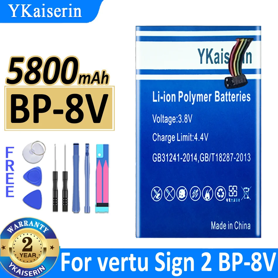 

5800mah YKaiserin Battery For vertu Sign 2 sign2 BP-8V Bateria