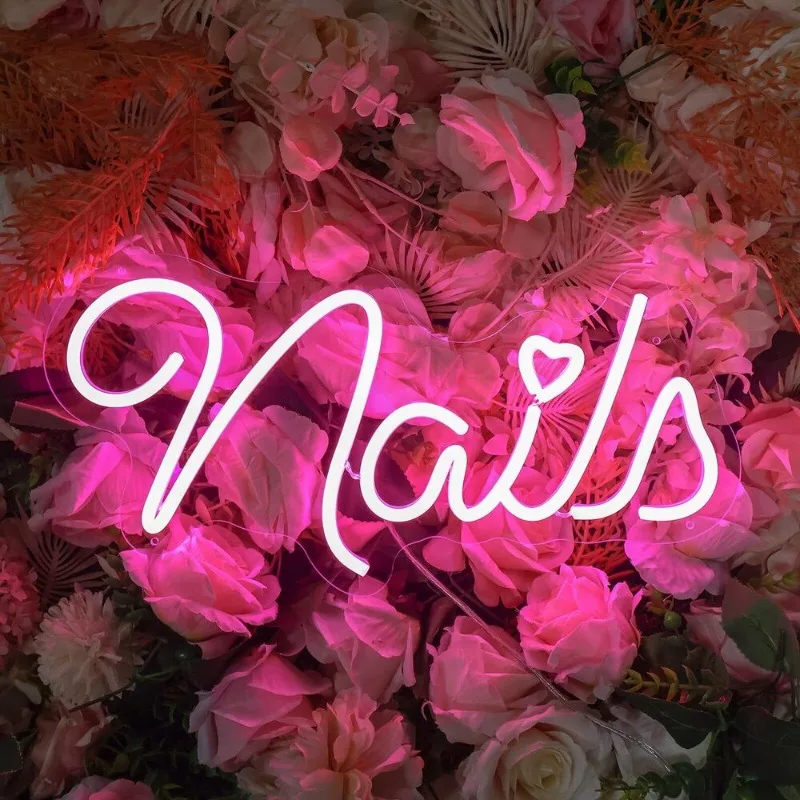 Nails Neon Sign for Beauty Room Dimmable Nails Brows Lashed Salon Studio LED Wall Art Decor For Business Stores Logo Barber Shop
