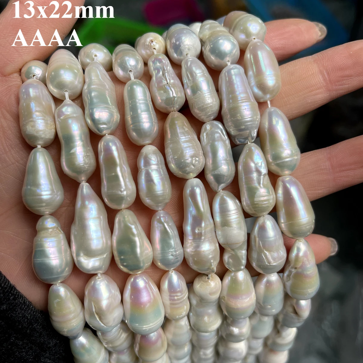 13x22mm 4A natürliche Süßwasserperle mit Gewinde, weiße barocke Erdnuss-Abstandsperle für Schmuckherstellung, DIY-Halskette, Armband, Zubehör