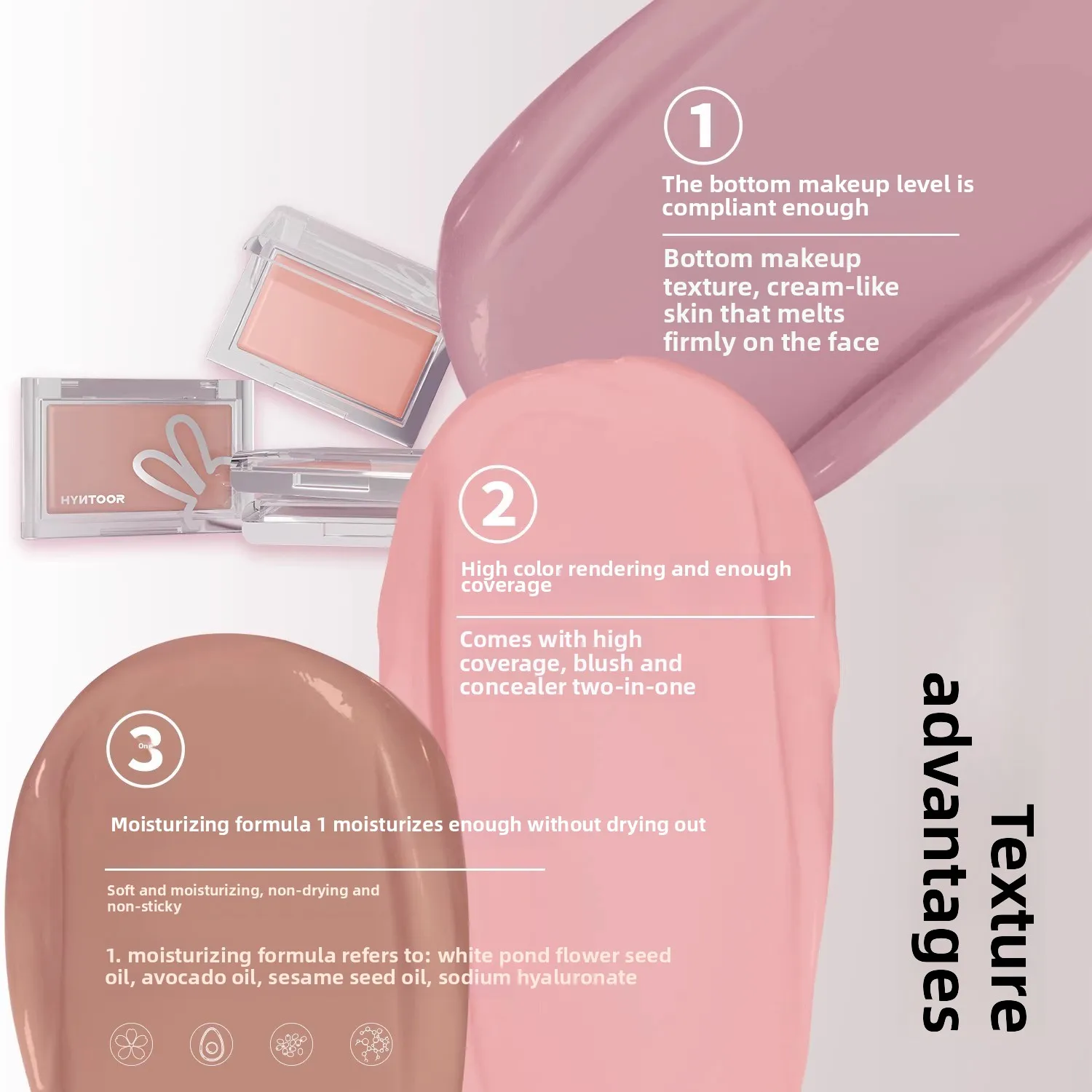 HYNTOOR Base Makeup Blush Cream Brightens Concealer Cream Brightens Shrinking and Expanding Facial Makeup