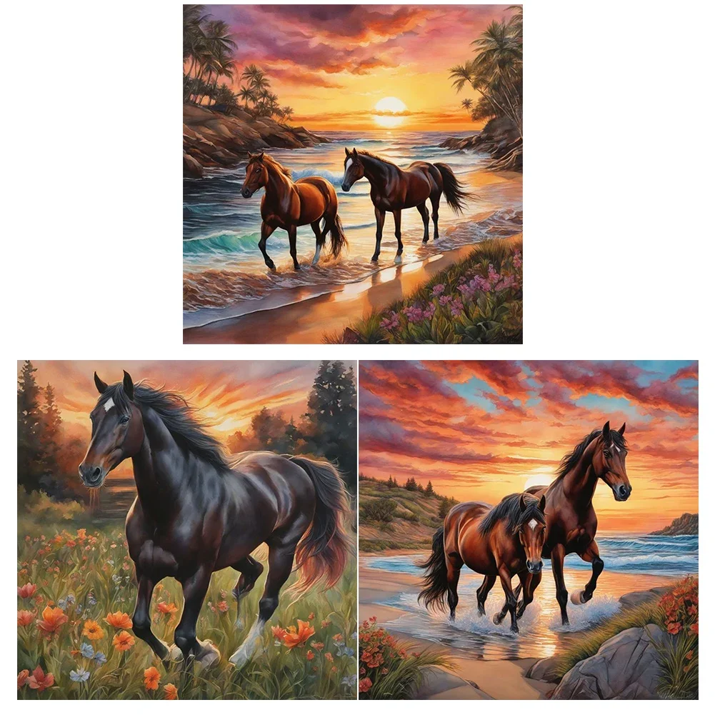 5D DIY Full Round Drill Diamond Painting Fine Horse Kit Home Decor Art Craft