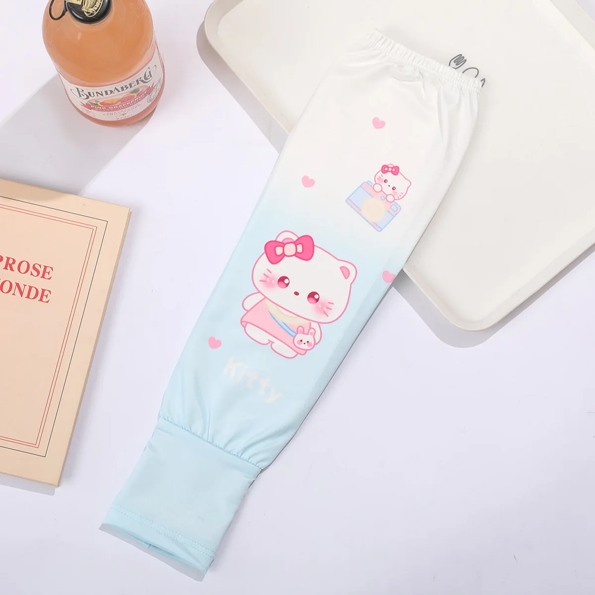 Sanrio Cinnamoroll Mymelody Kuromi Cartoon kids Ice Sleeves Elastic Arm Sleeves Fingerless Long Gloves Protection Arm Cover