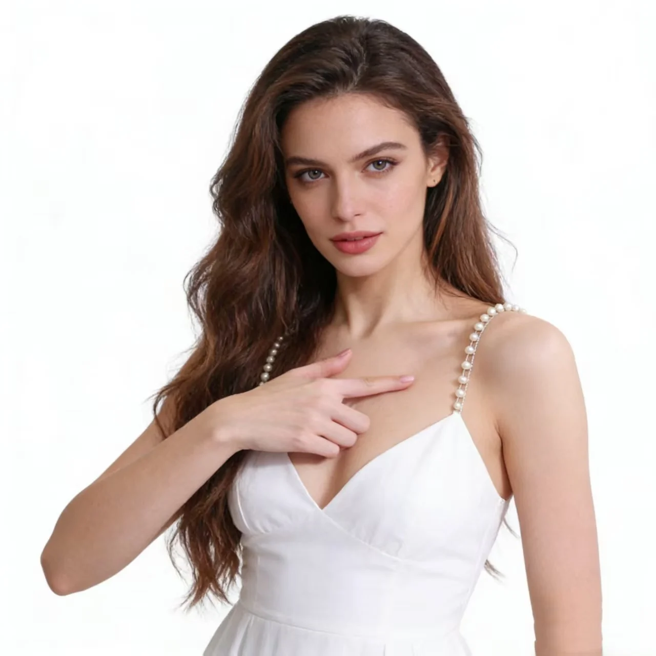 

Bride's Accessory Double Row Pearl Bra Strap Invisible Underwear One Shoulder Necktie Fashionable Clothing Accessory