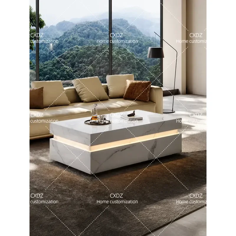 2026 New Light Luxury Minimalist Coffee Table Large Flat Floor Living Room Furniture High End Home Decor