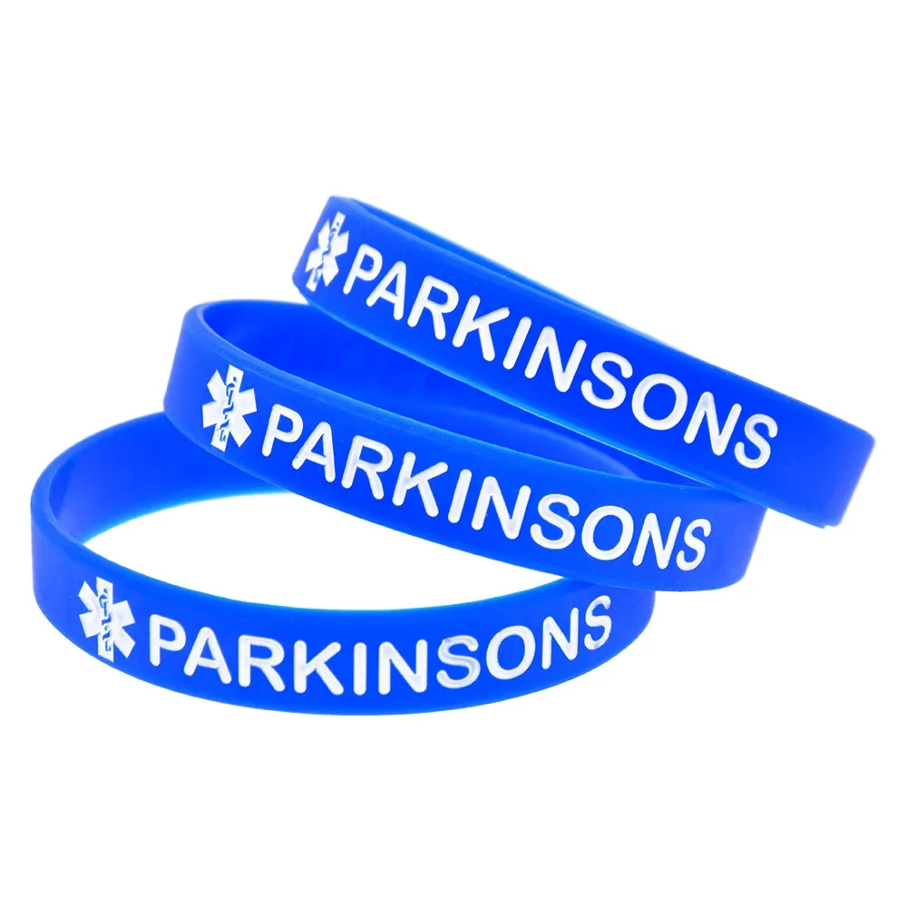 

50 Pcs Parkinsons Medical Alert Bracelet Emergency ID Unisex Rubber Bangle Hypoallergenic Silicone Wristband for Elder 4 Colors