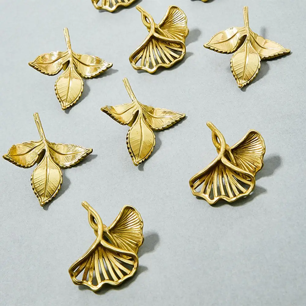 

Creative Ginkgo Leaf Door Pulls Personalized Brass Olive Leaf Small Handle Multi-purpose Single Hole Closet Door Handle Home