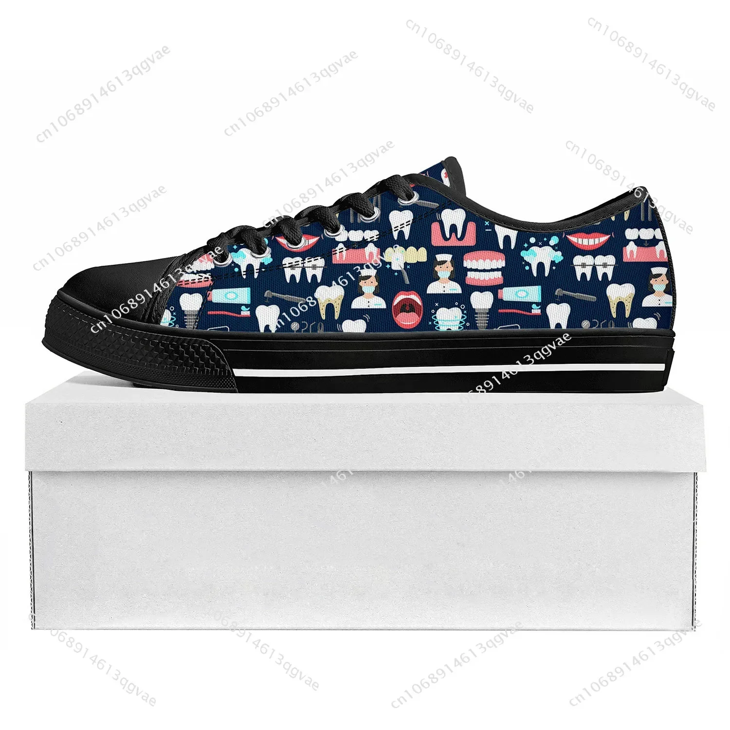 Tooth Dentist Cartoon Pattern Low Top High Quality Sneakers Mens Womens Teenager Tailor-made Shoe Canvas Sneaker Couple Shoes
