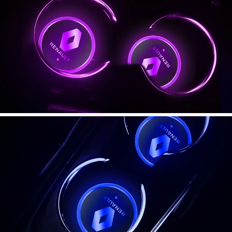 2pcs LED Car Cup Holder Pad Lights For Tesla Model 3 Y X S RGB Colors Insert Coasters Bottle Atmosphere Light Mats Accessories