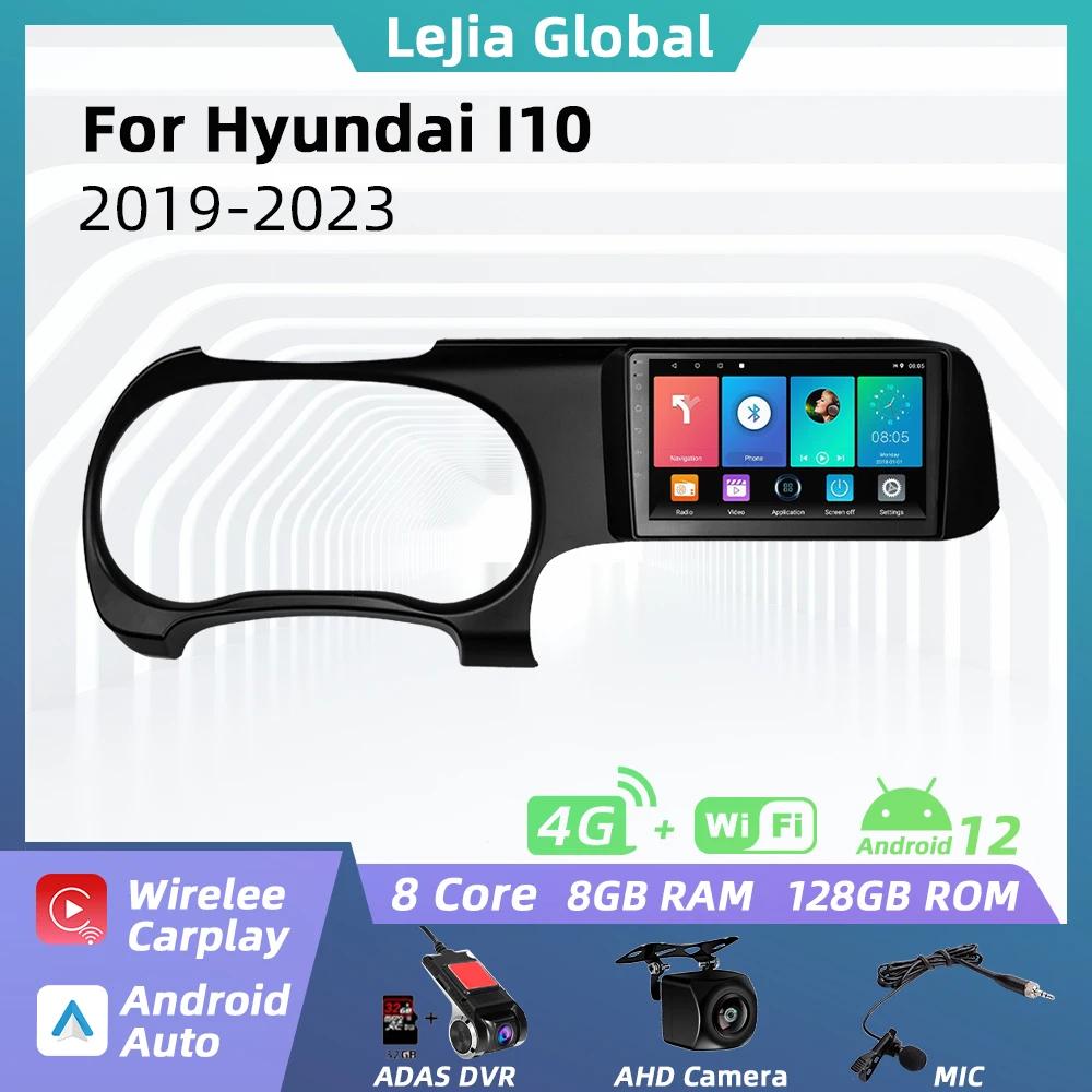 Carplay Car Multimedia for Hyundai I10 2019-2023 2 Din Android Car Stereo Radio Head Unit Autoradio GPS Navigation FM AM RDS BT