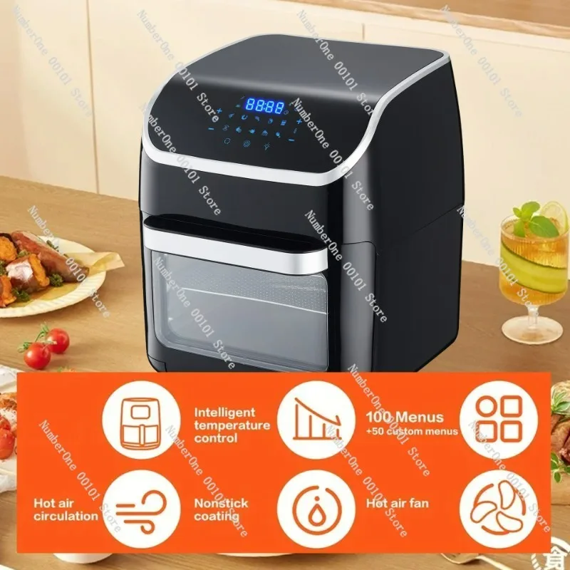 Freidora de aire para el hogar, freidora de salud doméstica de gran capacidad de 12L, patatas fritas, tacto de pollo a la parrilla