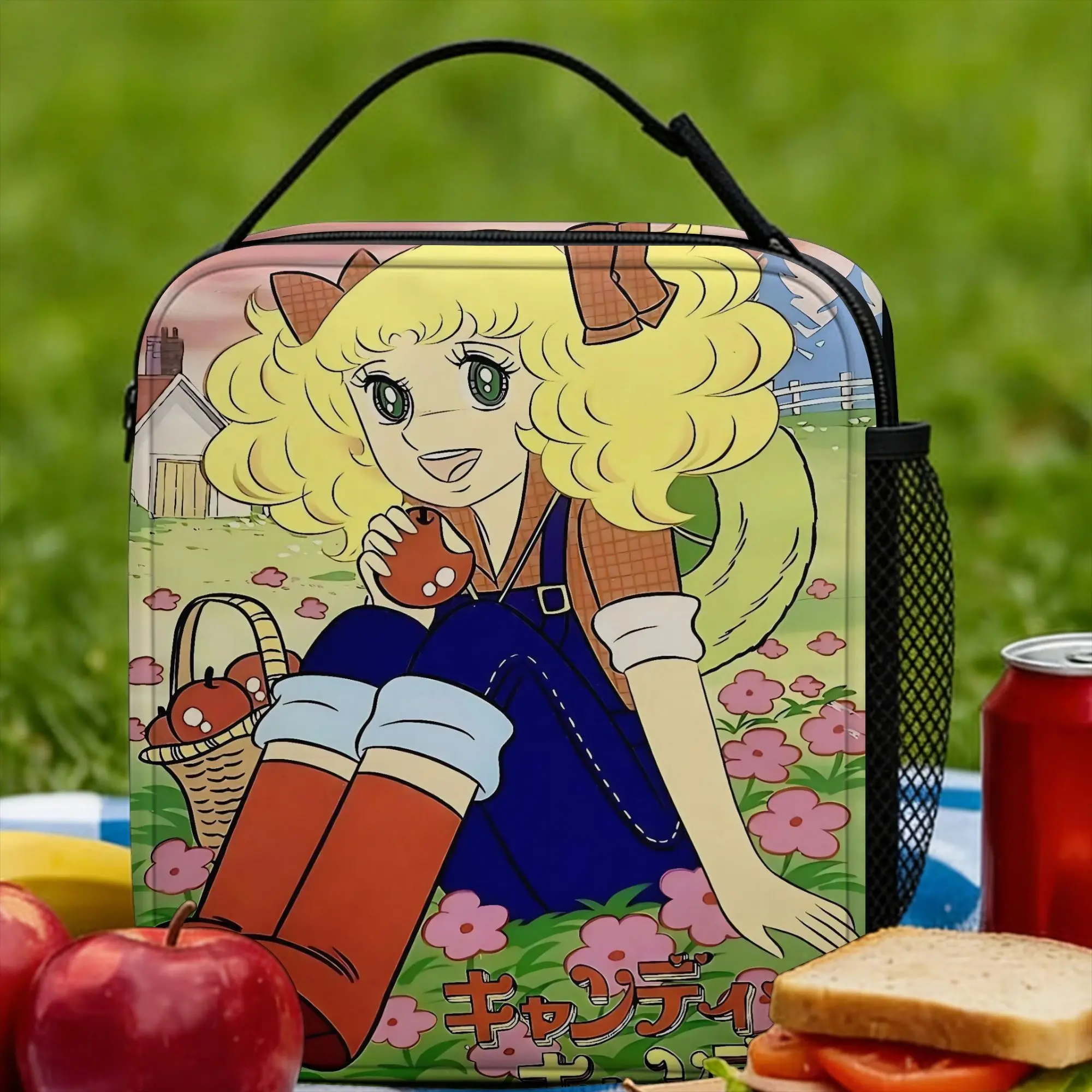 Candy Candy Lunch Bag  Portable Lunch Box Child Office Print Cooler Bag Vintage Oxford Thermal Tote Handbags