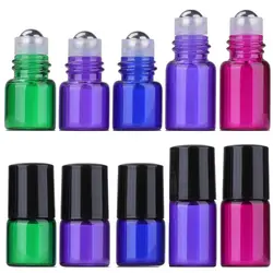 50X 100X 1ml 2ml 3ml MIX Color Glass Essential Oil Roller Bottles Perfume Roll on Ball Sample Size Mini Travel Portable Refill