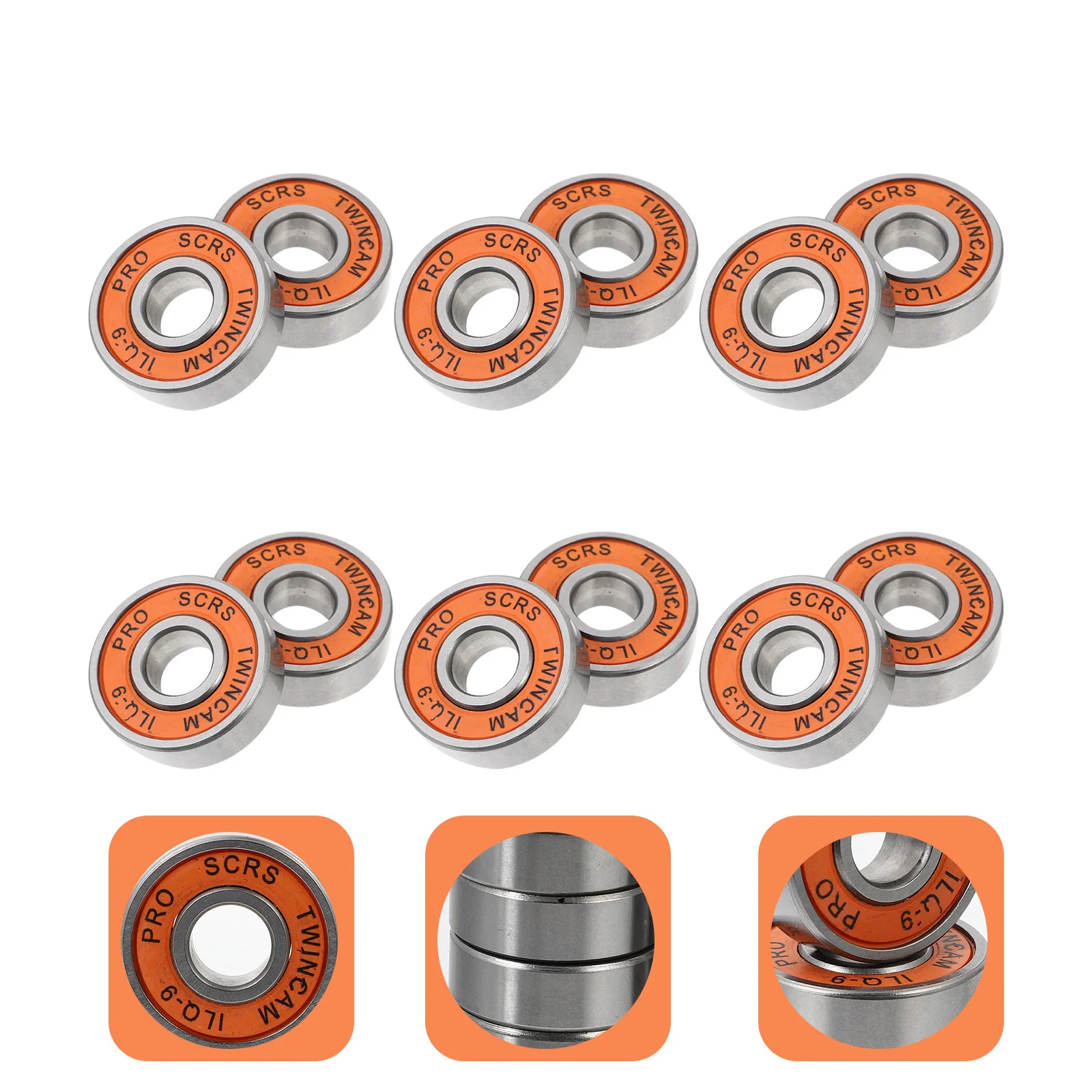 12 Pcs Roller Skate Bearings Scooter Skateboard Steel Plain Metal Longboard Precision