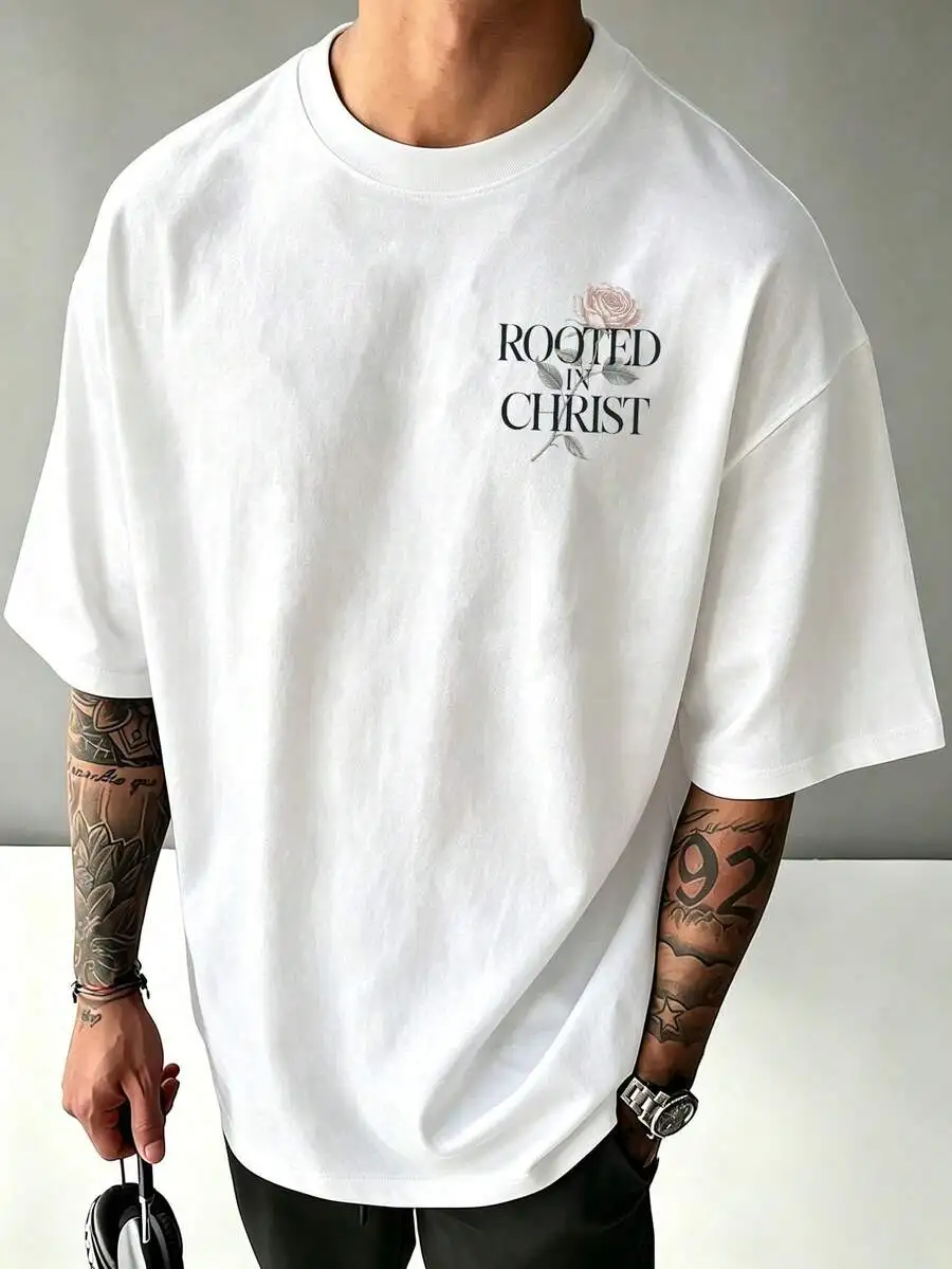 Mens Clothes Ropa De Hombre, Christian Faith Rose Graphic Tee, Casual Summer Wear, Mens Clothes Ropa De Hombre