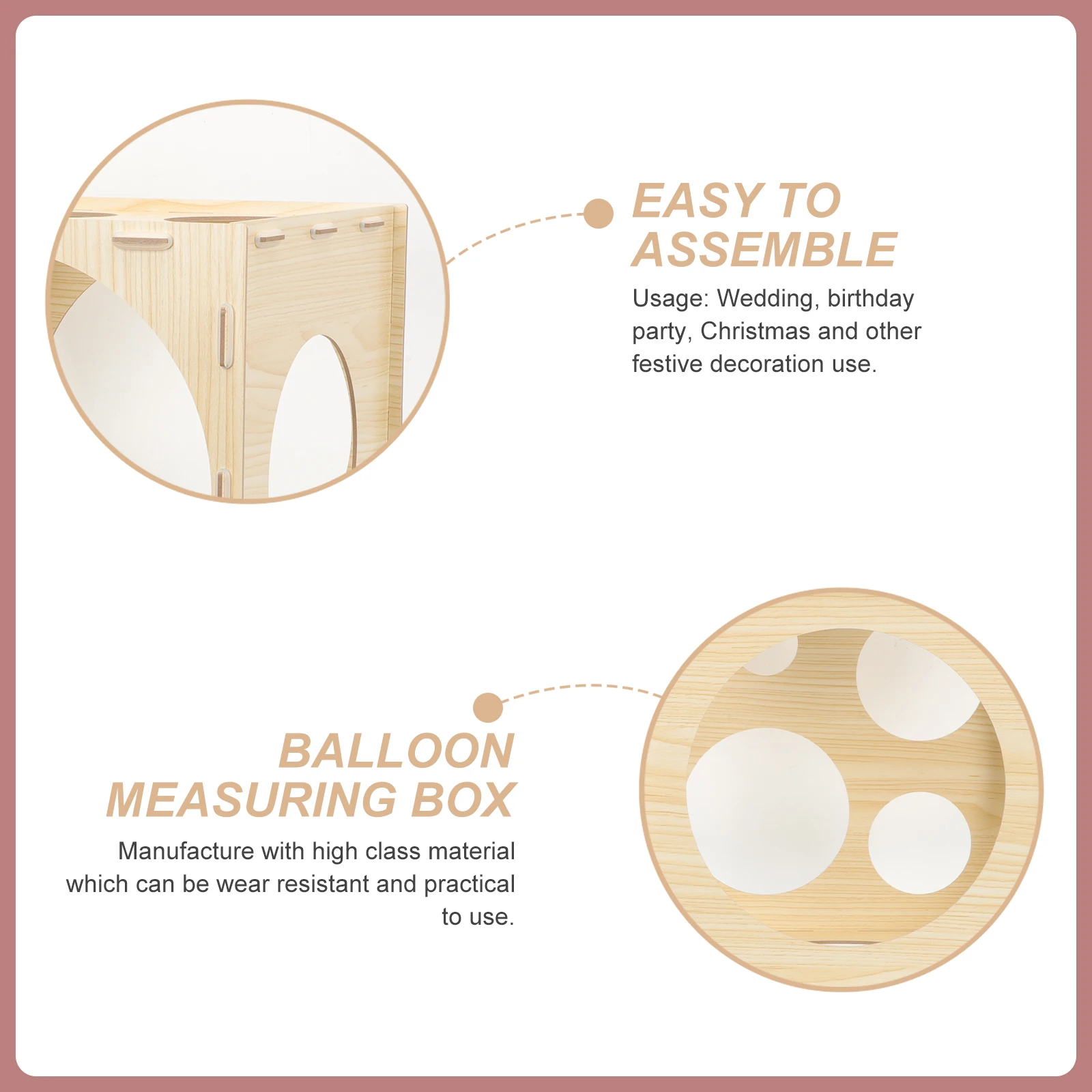 

Wooden Balloon Measuring Box Tool Foldable Storage Sphere Ruler Party Wedding Christmas Measurer Household Practical Wear
