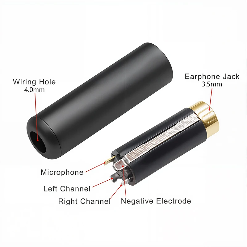 Gold Plated 3.5mm Female Adapter 4 Pole Stereo Jack for Headphone Microphone Repair