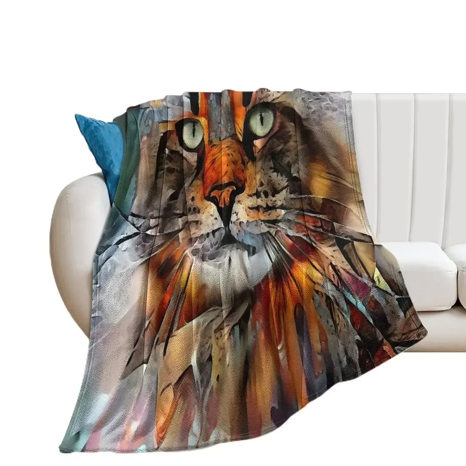 Zikkan, cat, chat, cat, lea roche paintings Throw Blanket Sofa anime Soft Plush Plaid Tourist Blankets