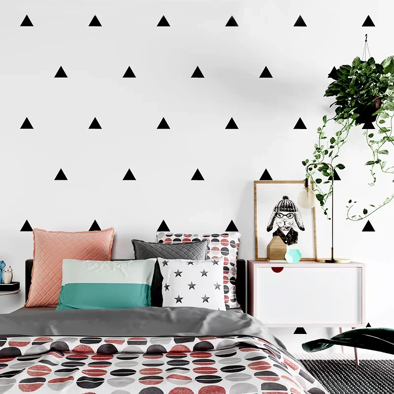 Nordic style wallpaper ins modern simple geometry black and white triangle living room bedroom TV background wall wallpaper