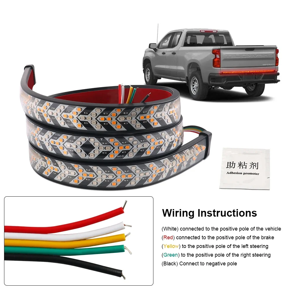 12V 24V Car Truck LED Tailgate Light Strip Turn Signal Lamp Tail light Bar Dynamic Flowing Warning Brake Reverse For Pickup Jeep