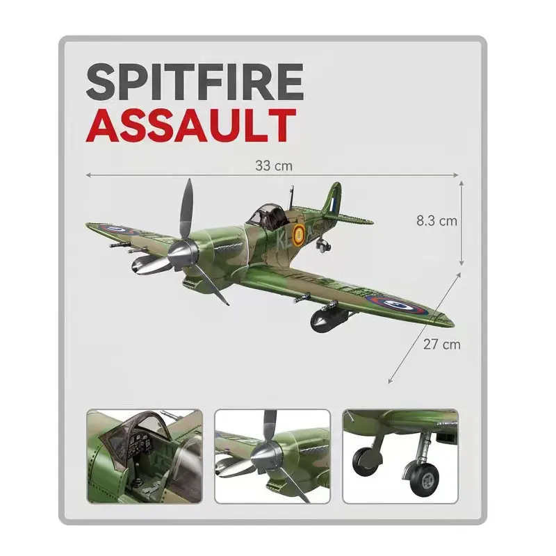British Spitfire Plane Blocks Model Building Toys Plastic Aircraft Construction Building Blocks Set Retro military model toys view 4