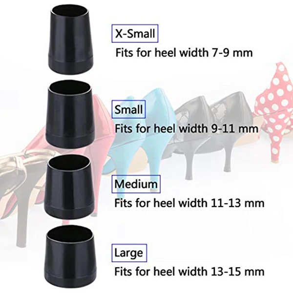 8 Pairs High Heel Protector Heel Repair Caps Covers, Extra Small, Small, Medium, Large,High Heel Protectors For Walking On Grass