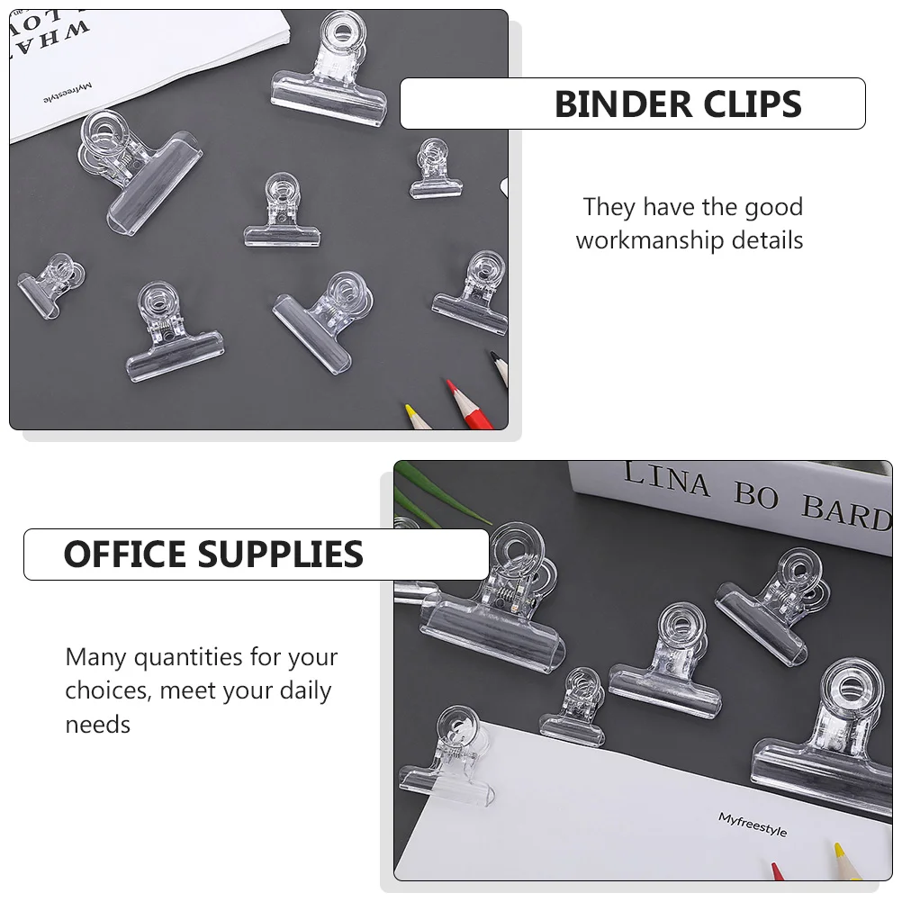 10 Pcs Binder Clips Transparent Dovetail Students Paper Bill Small Stationary File Folder