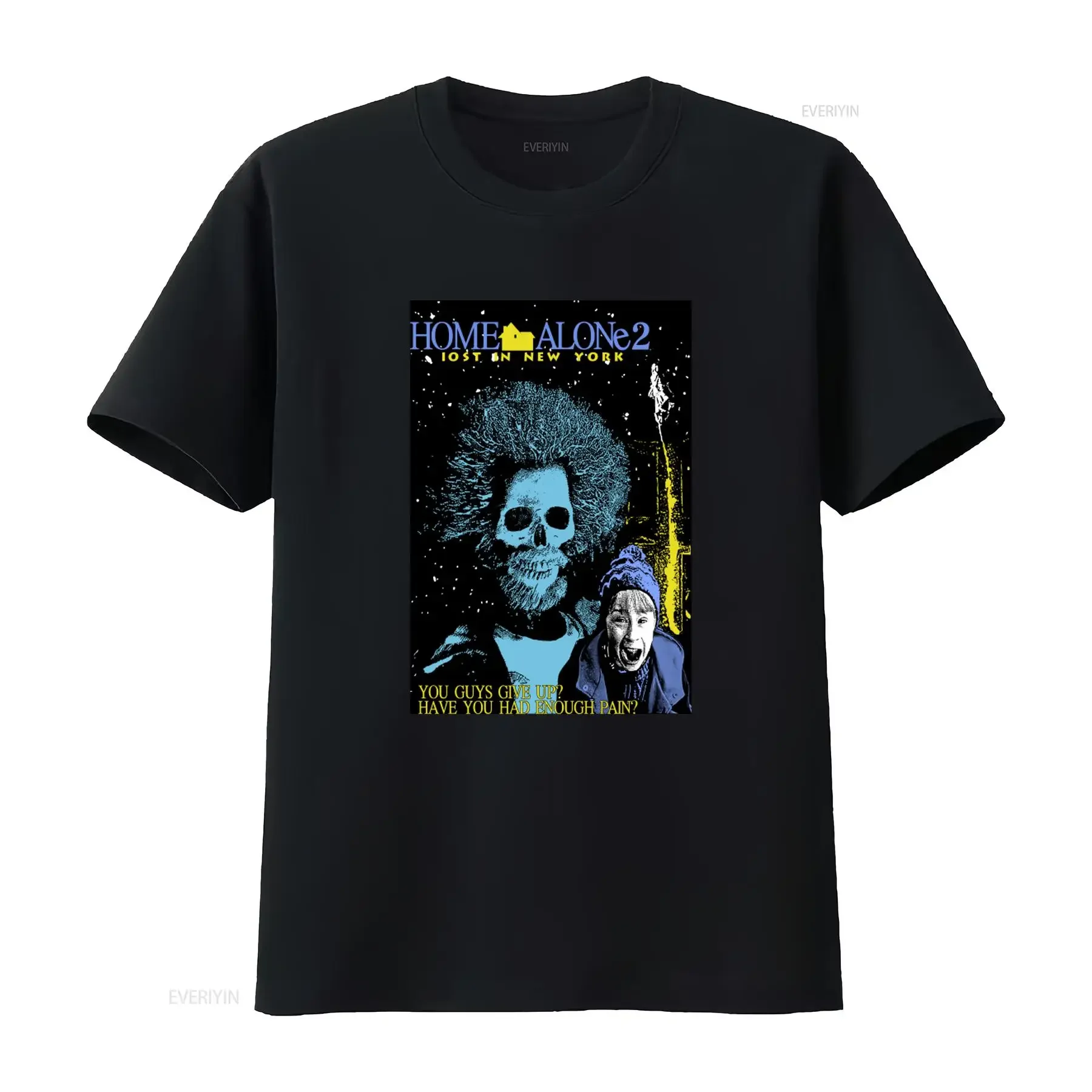 Home Alone 2 Lost In New York Movie T Shirt Kevin McCallister Graveyard Design Black vintage Washed designer clothes Soft