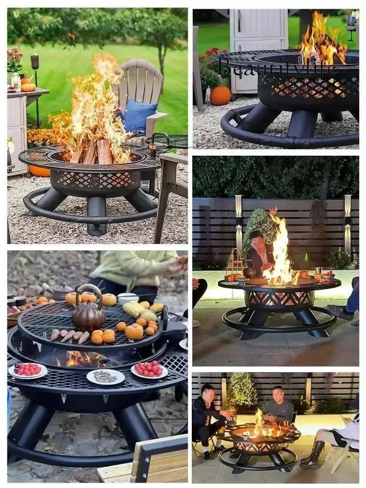 A  Modern High Quality Barbecue grill, household wood heater, patio, villa campfire, fireplace table, charcoal brazier