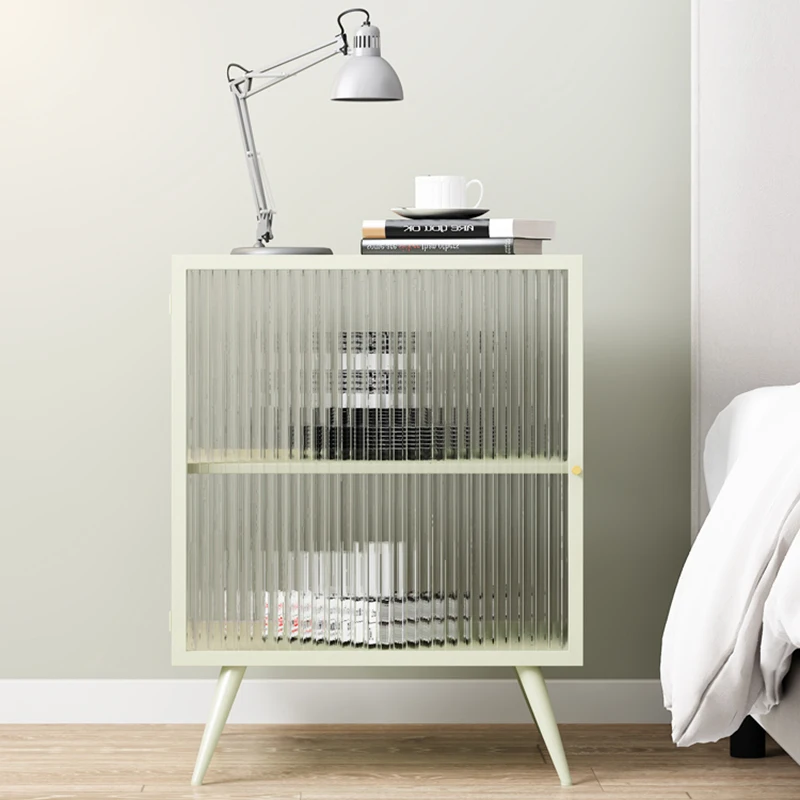 Metal Glass Nightstands Lockers Modern Simple Bedside Table Living Room Sofa Side Table Nordic Mobile Furniture Storage Cabinet