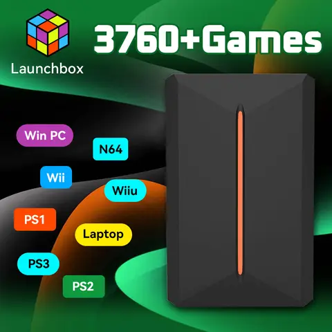 Portable 500GB Gaming HDD with 3760+Games&Emulators for PS4/Switch/PS3/PS2/PS1/Wii/Wiiu/Nes/Gamcube Plug&Play Launchbox OS Game Hard Drive for Win PC/Laptop