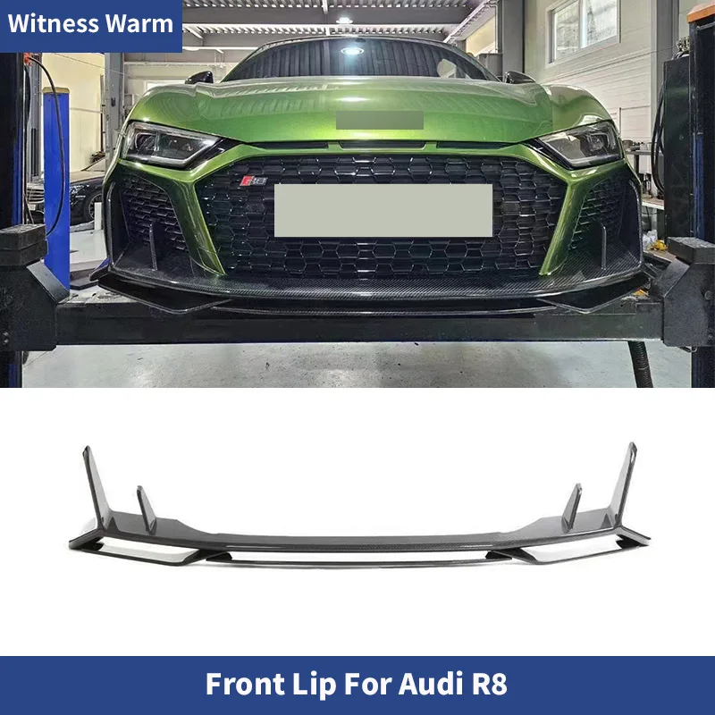 Car Front Lip Bumper Spoiler Splitter Carbon Fiber For Audi R8 Coupe Convertible 2-Door 2022 2023 Front Chin Apron Protector