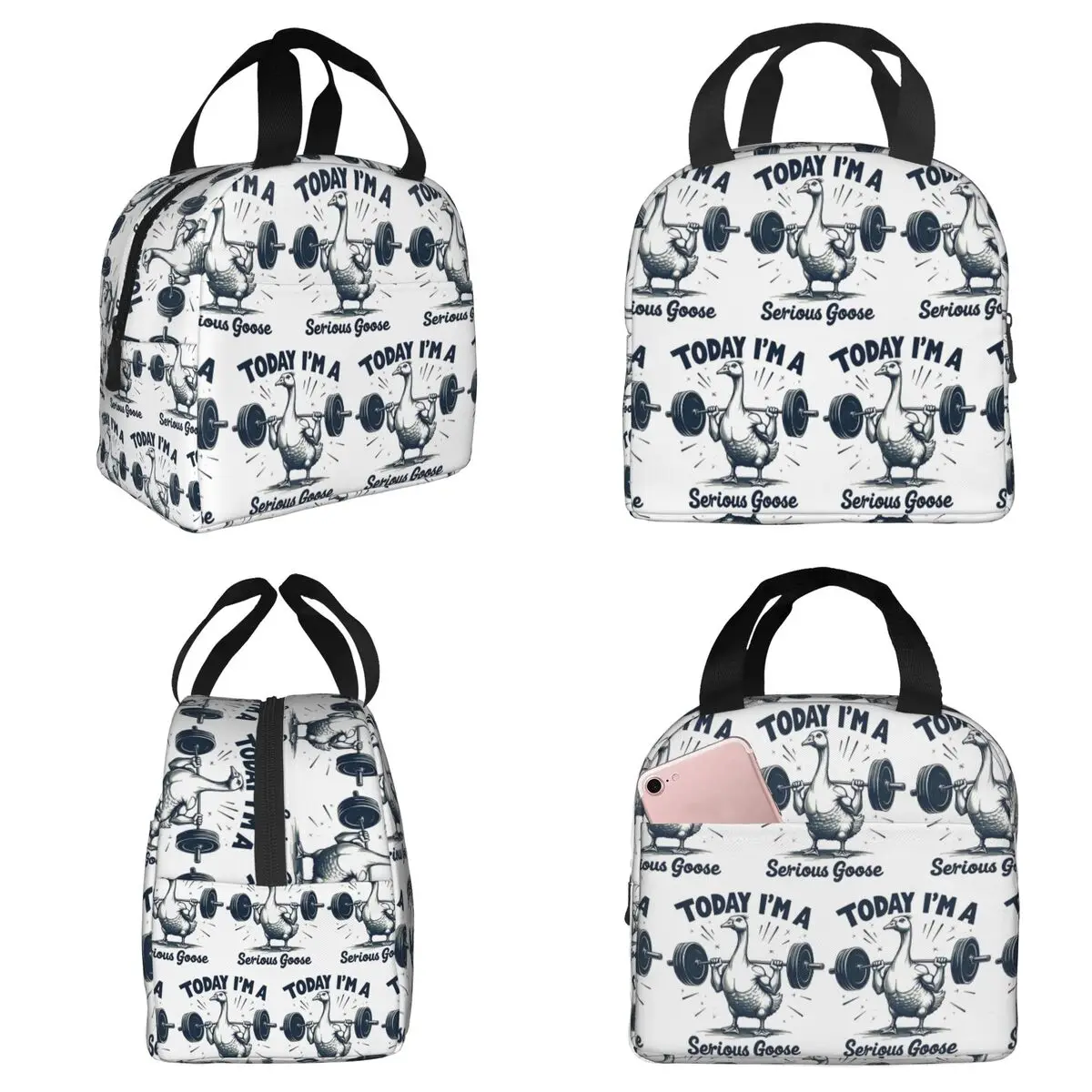 

Сумка-холодильник для обедов и еды для детей и школьников, термосумка для спортзала с изоляцией, дизайн «Сегодня я серьёзный гусь, занимающийся тяжёлой атлетикой»