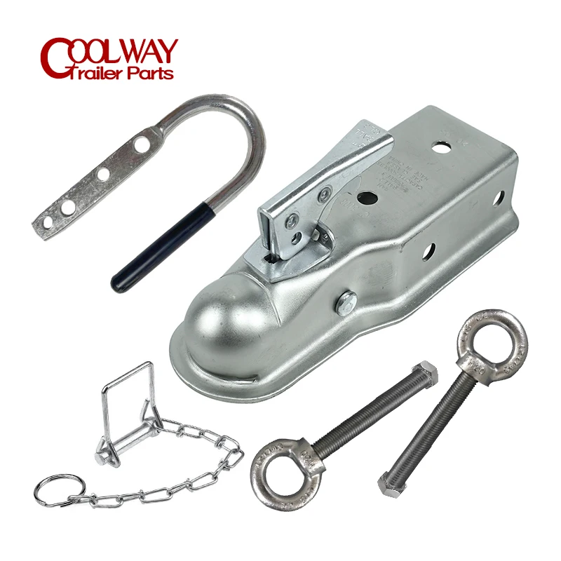 Trailer Coupler 2X3นิ้ว Hitch Ball ข้อต่อตรงลิ้น Handler สายตาหมุดขั้วต่อ RV อะไหล่ Camper Caravan อุปกรณ์เสริม