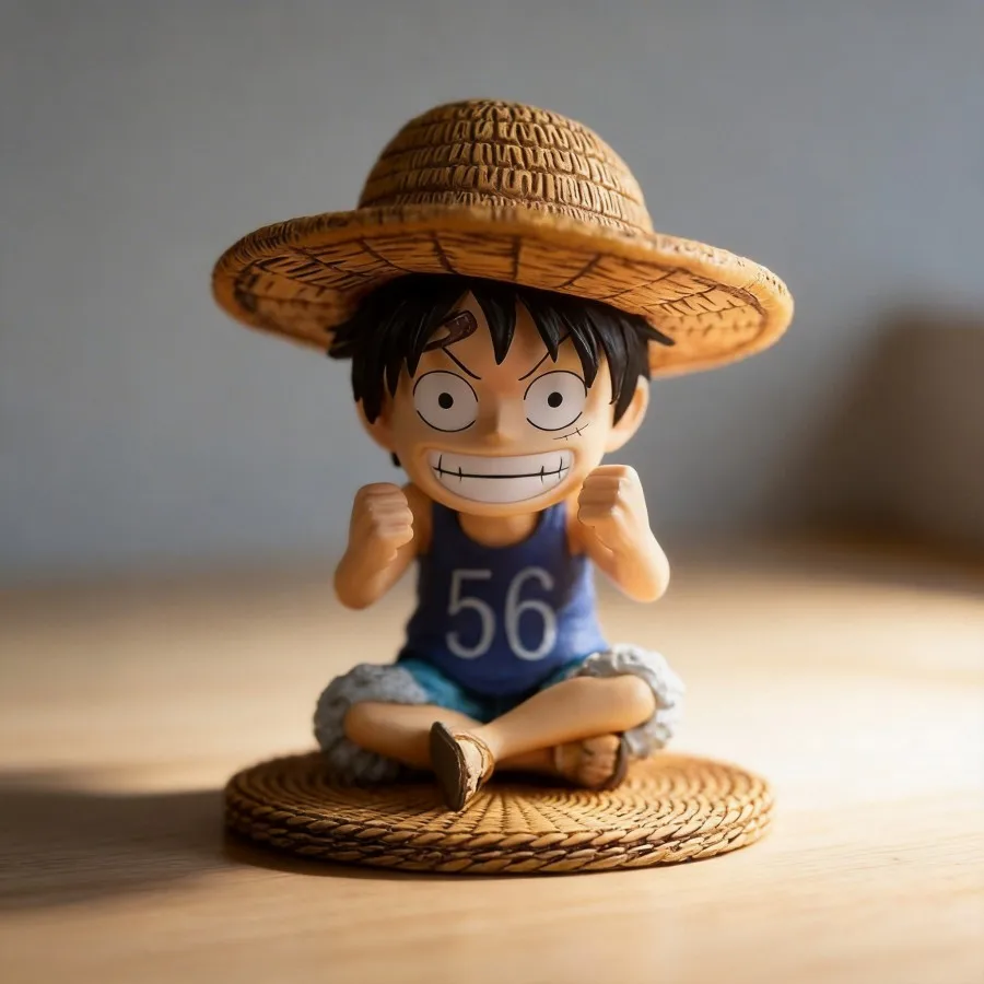 

One Piece Monkey D. Luffy Q Version Sitting Pose Anime Figure Desktop Decoration Collection Toy 9cm