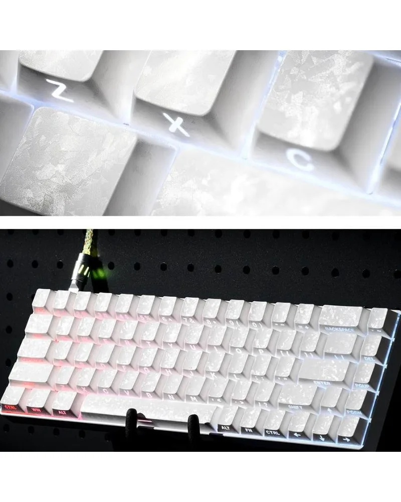 Keycap transparent ev63 keyboard side engraved wootingAce68 keycap white ice charcoal pattern