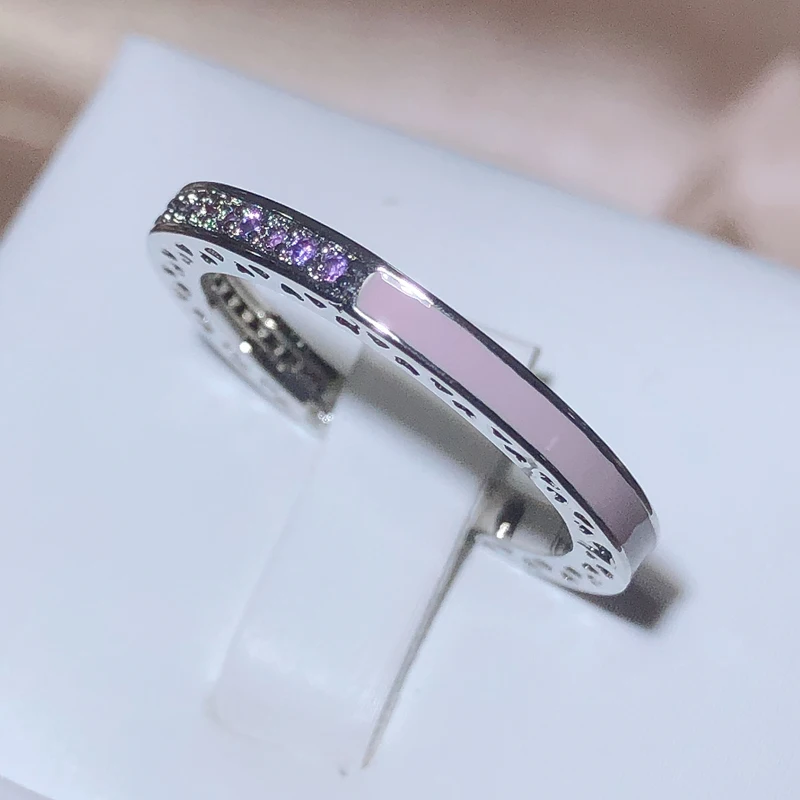 Elegant And Exquisite Light Purple Drip Enamel Ring For Women 925 Stamp Purple Zirconia Party Birthday Jewelry Gift