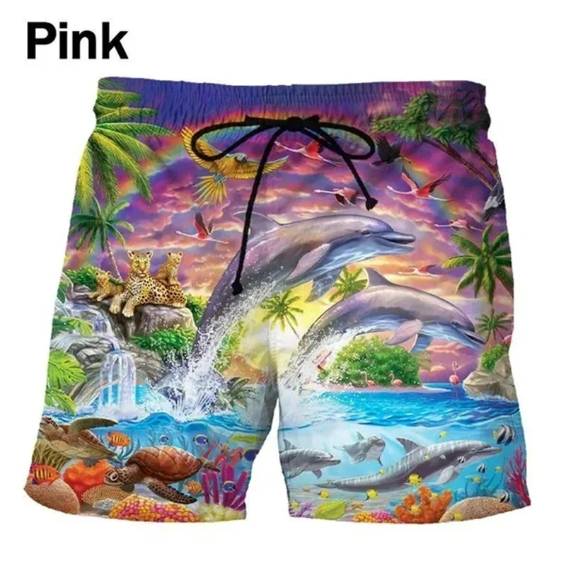 3D Print Dolphin Short Pants Men's Marine Animal Pattern Beach Shorts Street Fashion Oversize Swim Trunks Sportswear Ice Shorts