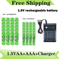 Original Rechargeable Battery 1.5V AA 9800mAh+AAA 8800mAh+Charger for Computer Clock Radio Video Game Digital Camera AA AAA