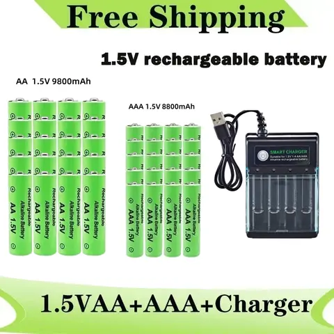 Batterie Rechargeable originale 1.5V AA 9800mAh + AAA 8800mAh + chargeur pour ordinateur horloge Radio jeu vidéo appareil photo numérique AA AAA