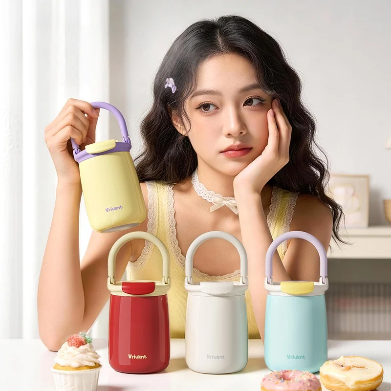 1pc Good-looking Thermal Mug, 420ml Insulated Cup with Carry Handle, Portable Direct Drinking Cup for Travel, Office & Daily Use