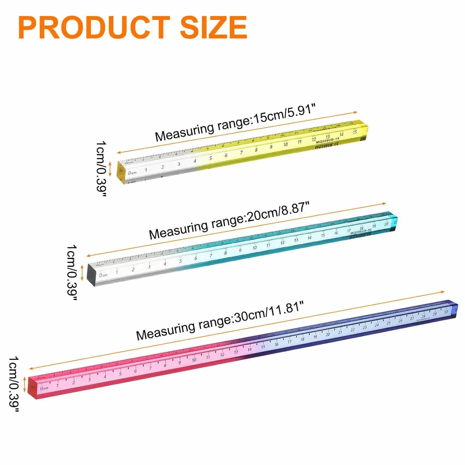 Acrylic Clear Straight Rulers 15/20/30cm Metric Transparent Gradient Three-Dimensional Plastic Ruler Measuring Tool for Office