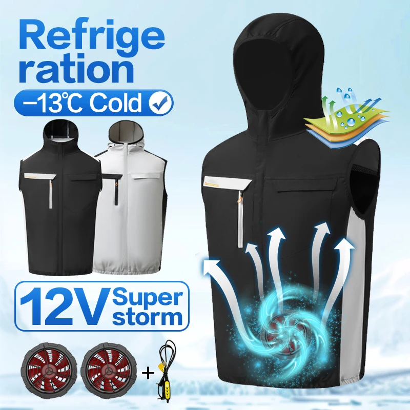

Summer cooling air conditioning workwear for men and women - cooling band fan jacket for workers, suitable for outdoor tasks, fi