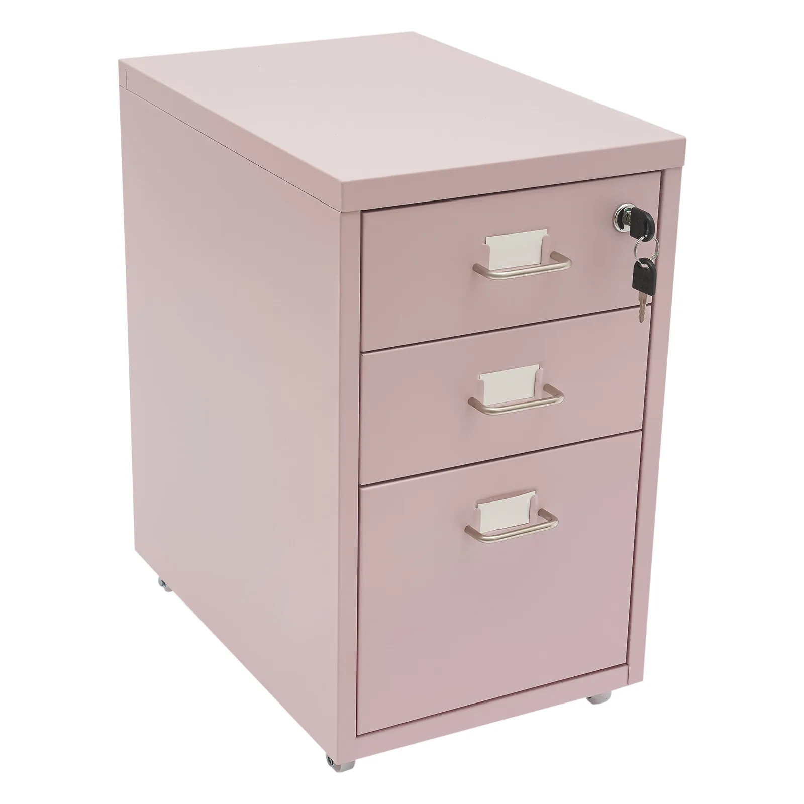 Organizzatore di file con serratura a 3 cassetti, armadietto da ufficio rosa, armadietto classificatore per uffici, biblioteche, aule, sale studio